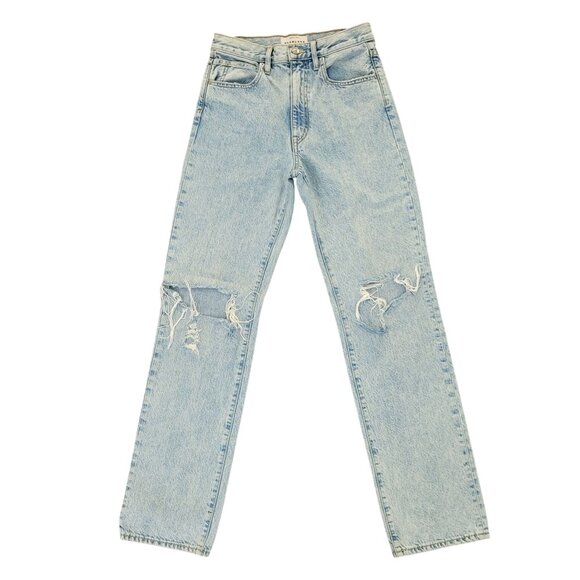 SLVRLAKE London Distressed High Rise Straight Leg Jeans Womens Sz 26 Light Denim
